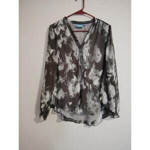 Simply Vera Vera Wang Sheer Lined Tunic V-Neck Top Size Medium